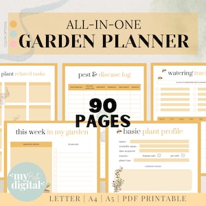 Pianificatore del giardino, diario del giardino, diario per la cura delle piante, regali del giardino, piani del giardino, pianificatore del giardino stampabile, giardino delle erbe, download PDF