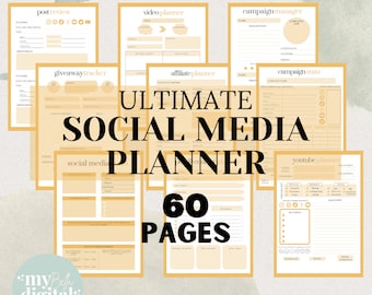 Social Media Planner, content planner, youtube planner, instagram planner, blog planner, etsy planner, social media planner printable, PDF