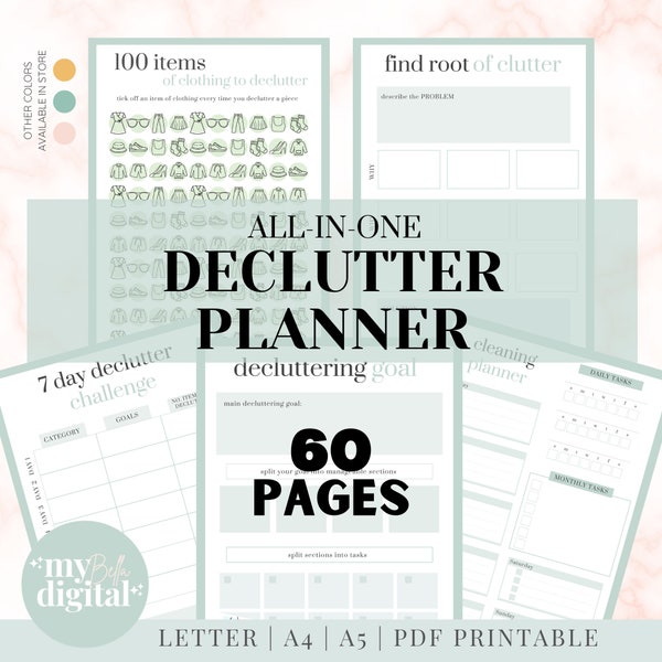 Declutter Planner, declutter checklist, cleaning schedule, cleaning checklist, declutter challenge, cleaning planner, adhd cleaning, PDF