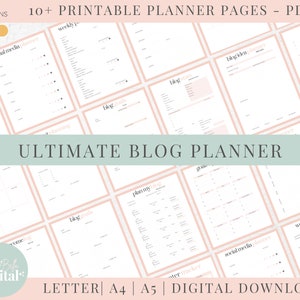 Blogging Planner Printable, Digital Planner For Bloggers, Blog & Content Idea, Blog Goals, Weekly Post Plan, PDF Instant Download