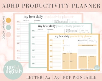 ADHD Planner, adhd planner printable, adhd planner adult, adhd planner digital, adhd to do list, habit tracker, adult adhd planner, PDF