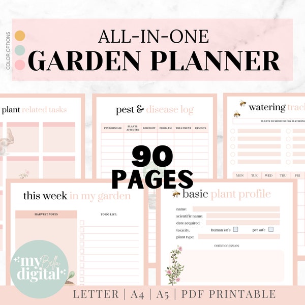 Garden Planner, garden journal, plant care journal, garden gifts, garden plans, garden planner printable, herb garden, PDF download