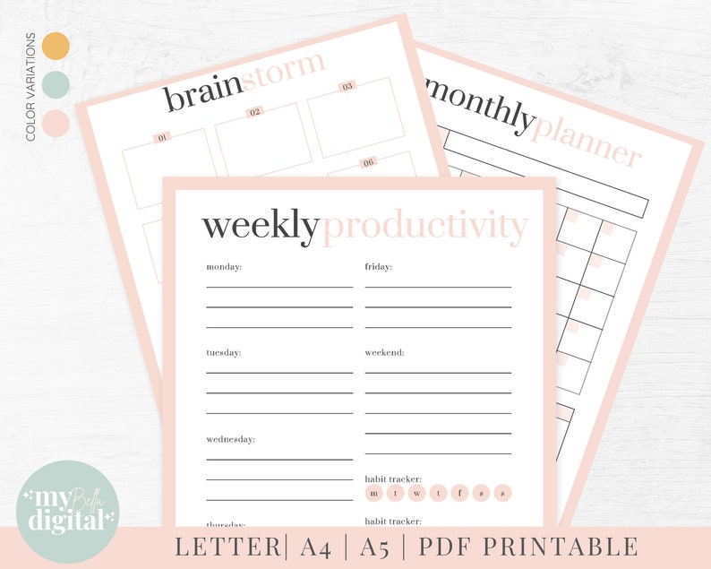 Productivity Planner Printable Daily Productive Daily Tasks - Etsy