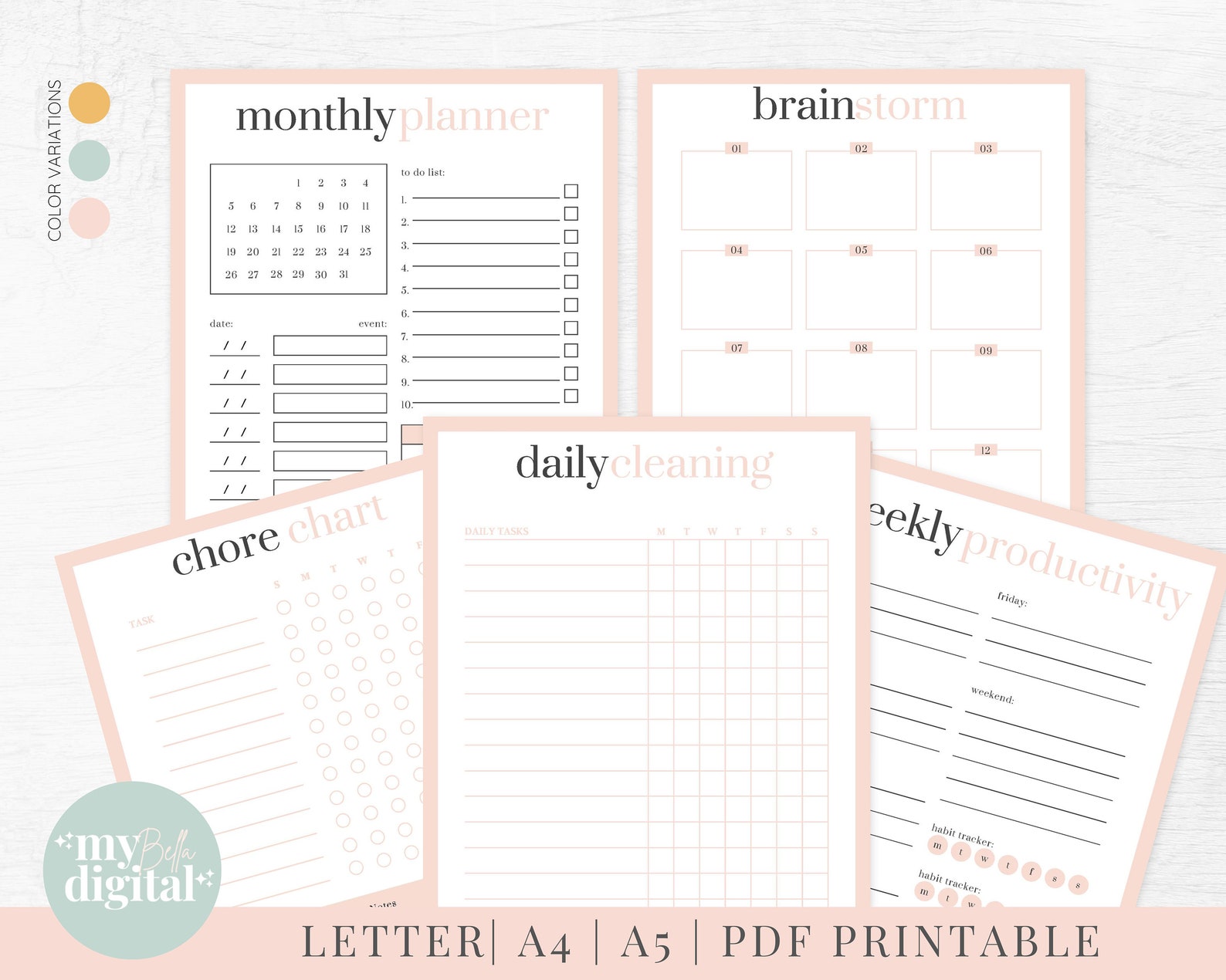 Productivity Planner Printable Daily Productive Daily Tasks - Etsy
