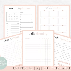 Productivity Planner Printable, Daily Productive, Daily Tasks Tracker ...