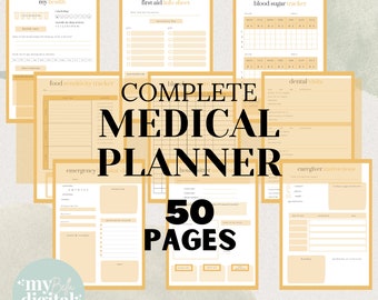 Medical Planner, medical binder, blood pressure log, medicine tracker, medical binder printable, mental health tracker, medical tracker PDF