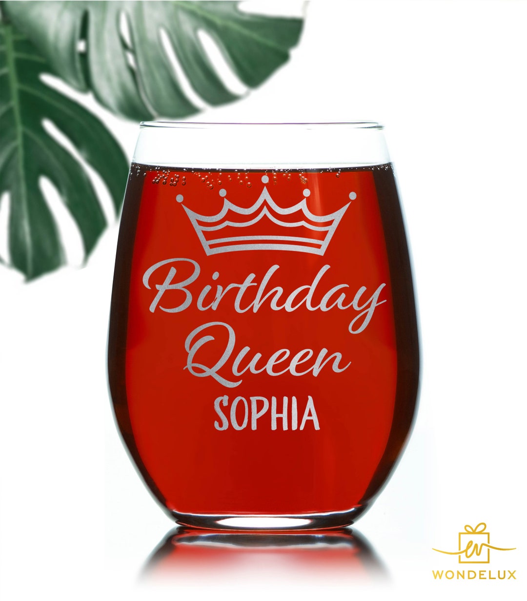 Birthday Queen Birthday Girl Wine Glass Birthday Gift for Etsy