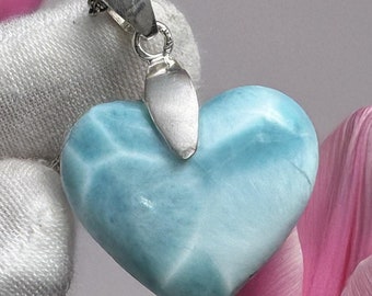 天然ブルーラリマーハートペンダント 本物の本物のラリマー宝石 - Etsy