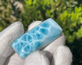 Dominican Larimar Cabochon, Blue Pattern Gemstone (42.55 mm)