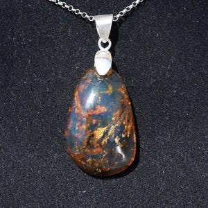 Dominican Blue Amber cabochon pendant , natural shape blue amber , Gift For Her, silver jewelry gift , blue amber 925 sterling silver