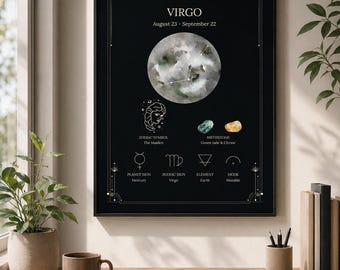 Virgo Zodiac Sign Poster, Astrology Wall Art, Virgo Printable