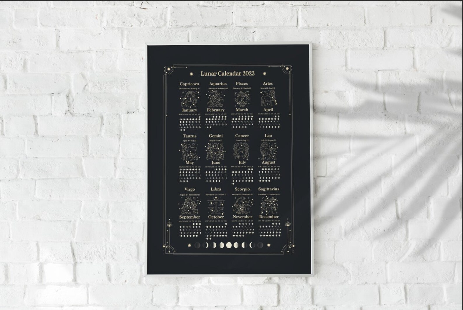 2023 Lunar Calendar With Horoscope Symbols Stylish & Classic - Etsy