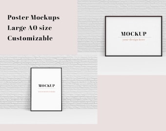 Poster Mockup - A0 Size, Vertical and Horizontal -  Editable PSD in Adobe Photoshop