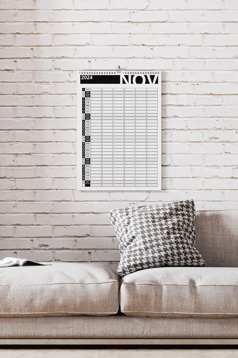 Printable Family Wall Calendar Indesign Template and PDF 20242025 With