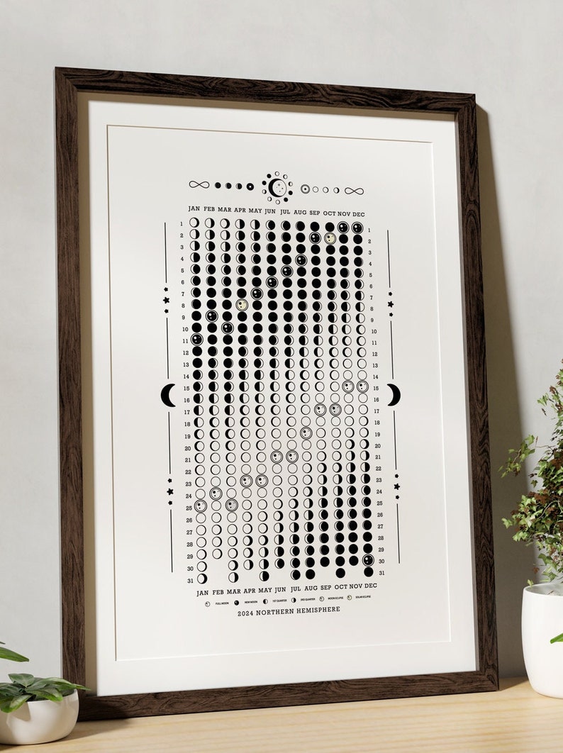 2024 Moon Phase Calendar Poster Art /printable PDF Digital Download Etsy