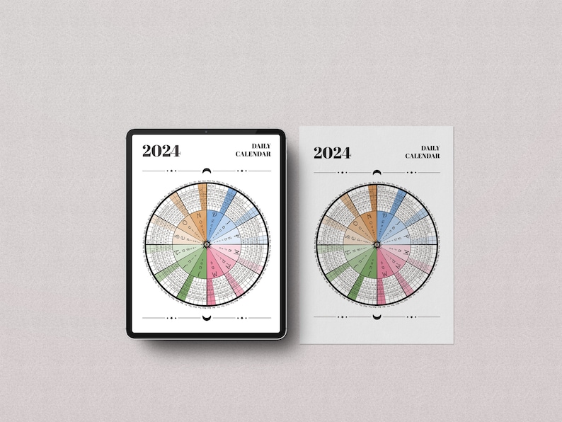 2024 Circular Daily Calendar Poster Art /printable PDF Digital Download