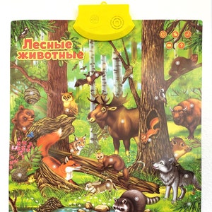 Animales del bosque, Gráfico de pared ruso interactivo electrónico, Juguete de aprendizaje divertido, Regalos educativos para niños, Электронный Детский Плакат, животные
