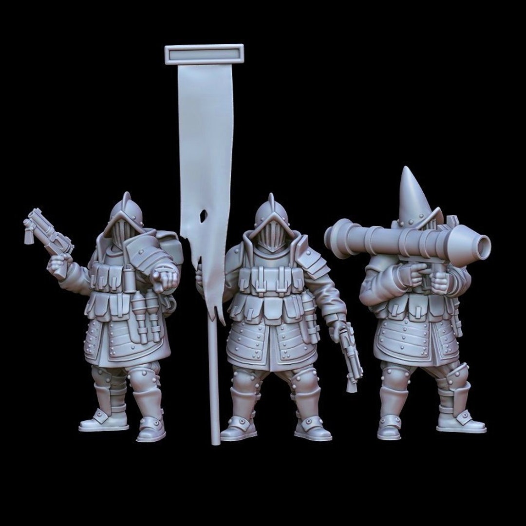 Bisque Knights Mage Hunters automatics Saint Decent Resin Miniature for