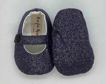 0-9 maanden handgemaakte babyschoenen, 100% katoen, zachte zool, marine glitter ontwerp, babycadeau, babyshowercadeau, babylaarzen