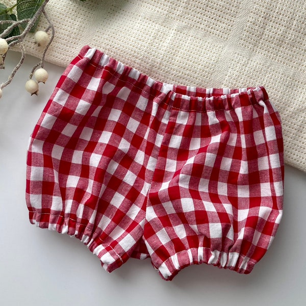 Baby & Toddler Bloomers - Cherry Red Gingham Print