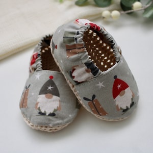 0-9 Monate handgemachte Babyschuhe, gehäkelte Sohle, 100% Baumwolle, weiche Sohle, Weihnachtswichtel, Babygeschenk, Weihnachtsbaby, Babyschuhe