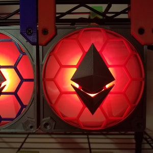 Ethereum Hex 120mm PC Fan Covers/Grills | One and Two Color | Crypto Currency Mining Rig Ready!