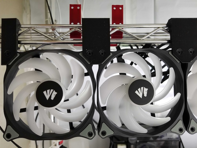 120mm PC Fan Mounts for Wire Rack Shelving Used in CPU, GPU, and Hard