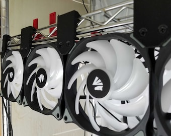 120mm PC Fan Mounts for Wire Rack Shelving | Used in CPU, GPU, and Hard Drive Crypto Currency Mining Rigs