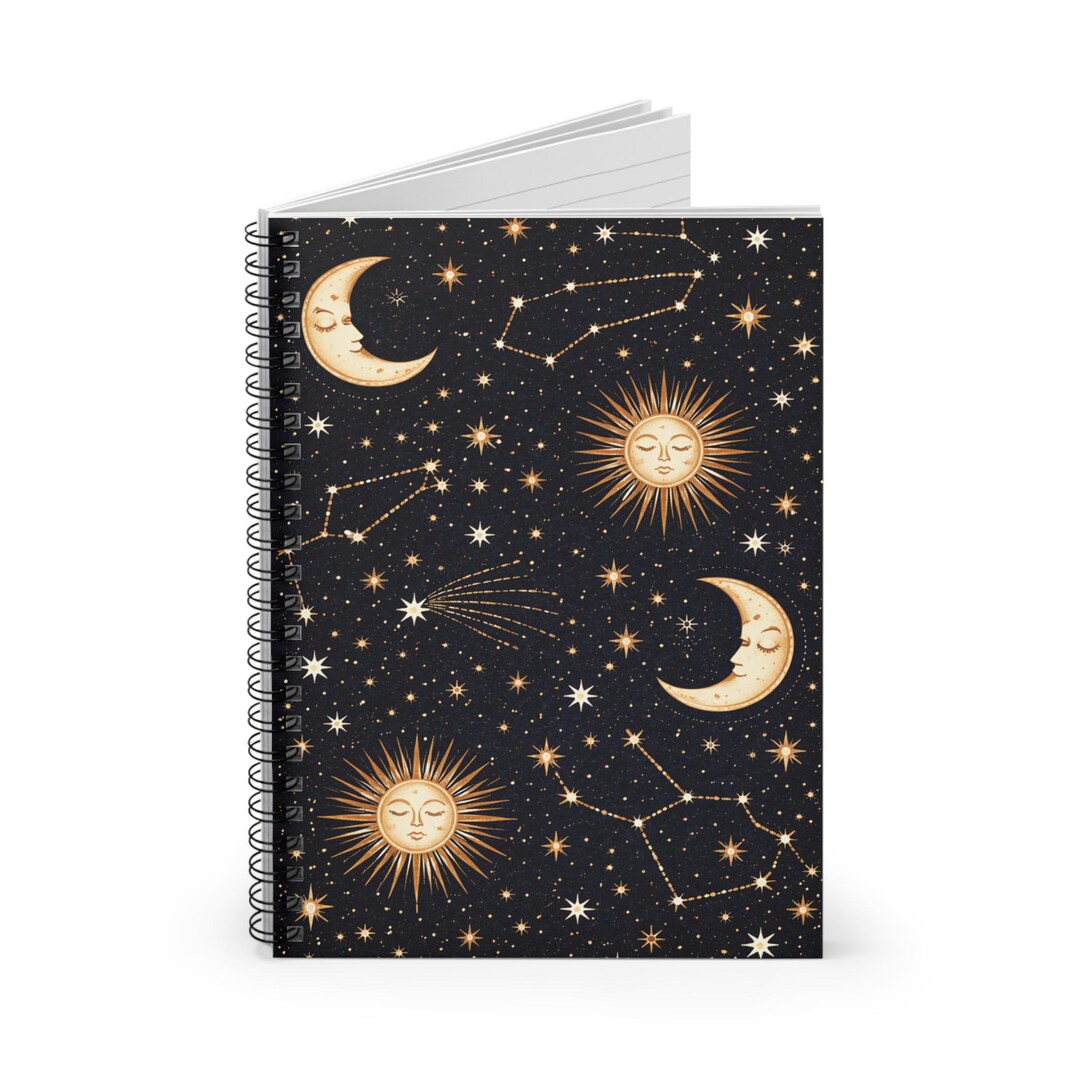 Celestial Sun Moon Constellation Spiral Notebook | Ruled - Etsy