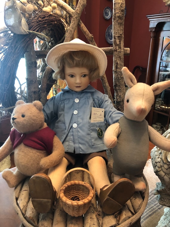 John Wright Christopher Robin Winnie the Pooh Piglett Beautiful Artist Felt Jointed Dolls by R. John Wright Etsy UK
