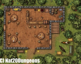 Tavern Battle Map, DnD Battle Map, D&D, Battlemap, Dungeons and Dragons, 5e, Roll20, Fantasy Grounds, Foundry, VTT, Digital map