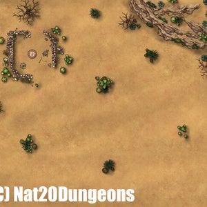 Desert Battle Map, DnD Battle Map, D&D, Battlemap, Dungeons and Dragons, 5e, Roll20, Fantasy Grounds, Foundry, VTT, Digitale kaart