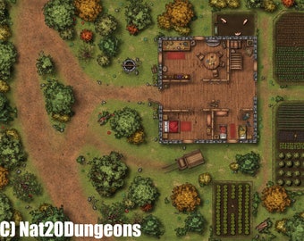 Farm Battle Maps Pack, DnD Battle Map, D&D, Battlemap, Dungeons and Dragons, 5e, Roll20, Fantasy Grounds, Foundry, VTT, Digital map