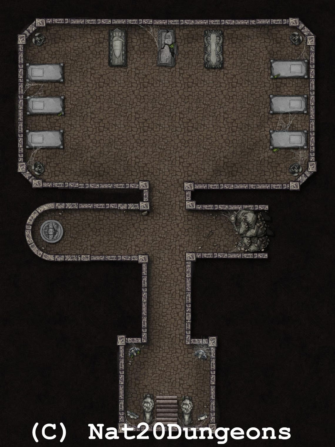 Church Graveyard and Crypt Battle Map for Dungeons & Dragons, TTRPG VTT ...