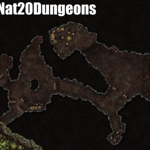 Cave Battle Map, DnD Battle Map, D &D, Battlemap, Dungeons and Dragons, 5e, Roll20, Fantasy Grounds, Foundry, VTT, Digitale kaart