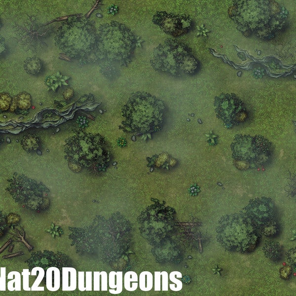 Forest Battle Map, DnD Battle Map, D&D, Battlemap, Dungeons and Dragons, 5e, Roll20, Fantasy Grounds, Foundry, VTT, Digital map