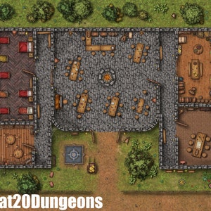 Guild Hall Tavern Battle Map, DnD Battle Map, D&D, Battlemap, Dungeons and Dragons, 5e, Roll20, Fantasy Grounds, Foundry, VTT, Digitale Karte