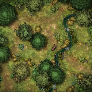 Forest Stream Battle Map, D&D Battle Map, D&D, Battlemap, Dungeons and Dragons, 5e, Roll20, Fantasy Grounds, Gießerei, VTT, Digitale Karte