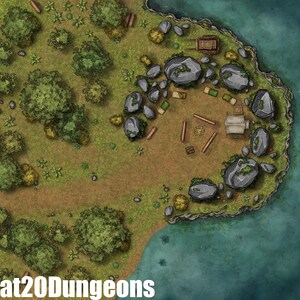 Wald camp Battle Map, DnD Battle Map, D&D, Battlemap, Dungeons and Dragons, 5e, Roll20, Fantasy Grounds, Foundry, VTT, Digitale Karte