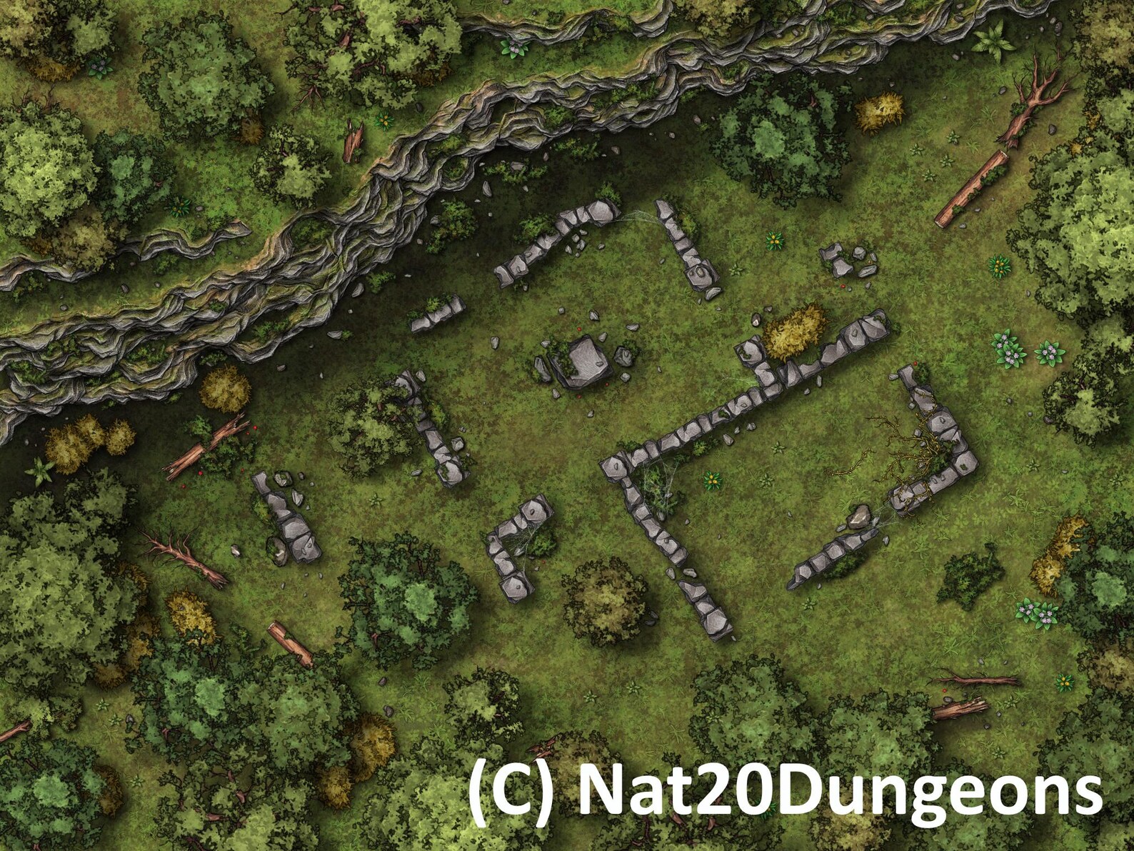 Forest Ruins Battle Map, Dnd Battle Map, D&D, Battlemap, Dungeons and ...