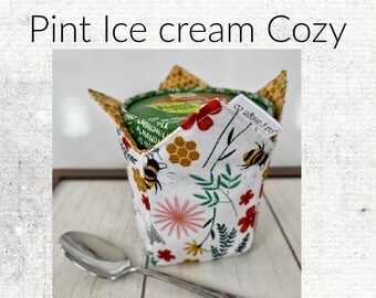 Ice Cream Cozy / Insulated Pint Holder / Pint Cozy Ice Cream Holder / Hand Protector Reversible Cozy / Insulated Cozy