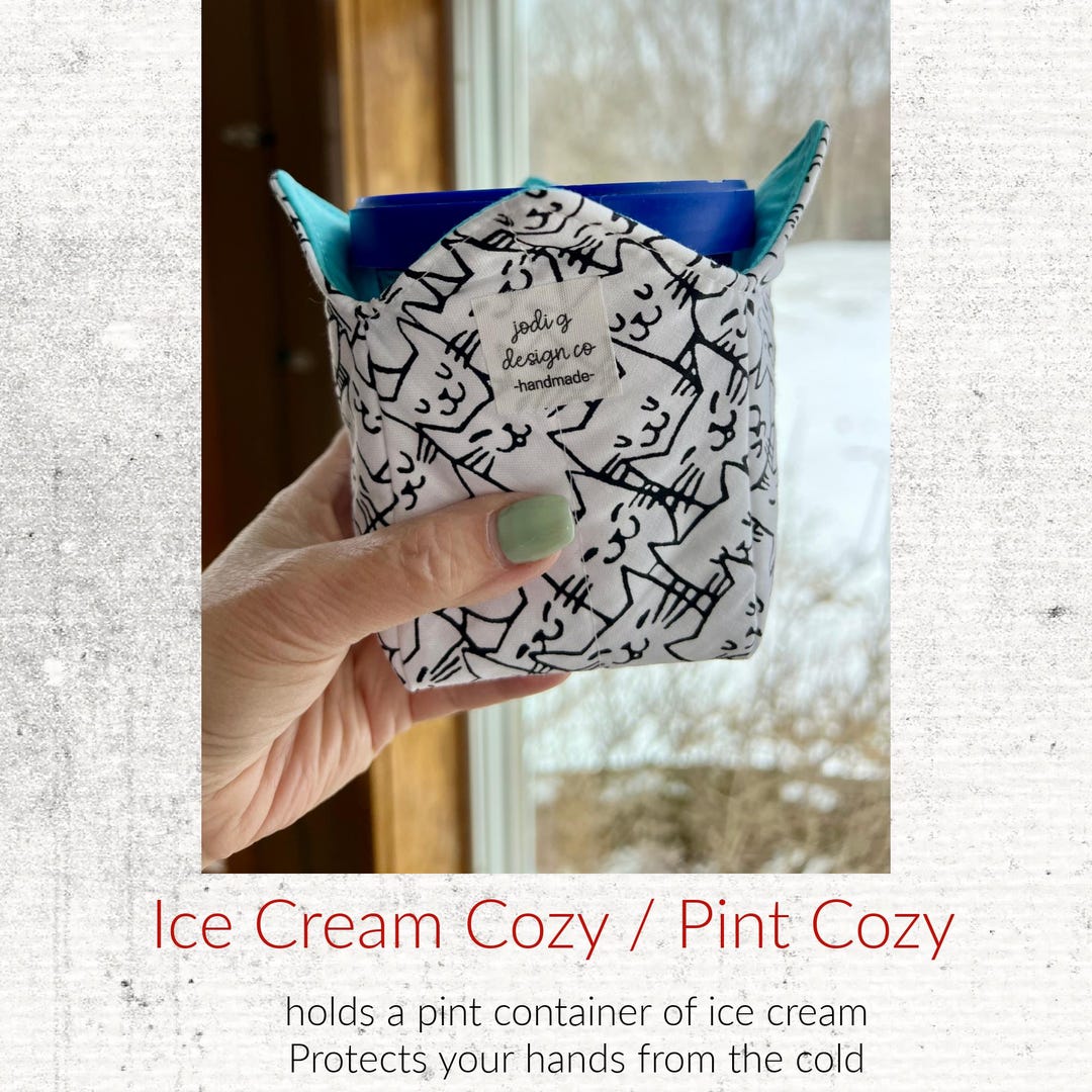 Protector Pint Box Ice Cream Cozy Insulated Pint Holder Hand Protector Reversible Cat ...