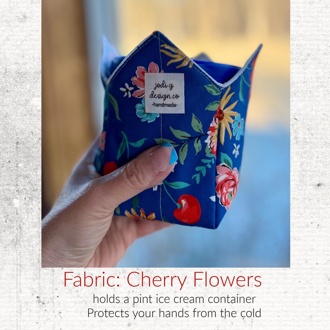 Protector Pint Box Ice Cream Cozy Insulated Pint Holder Hand Protector Reversible Cherry ...