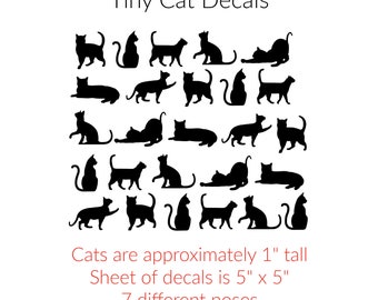Lámina de pegatinas de gatitos diminutos, mini gatitos, pegatinas de vinilo permanentes para amantes de los gatos para botellas de agua, vasos, fundas de teléfono, portátiles, ventanas, material escolar