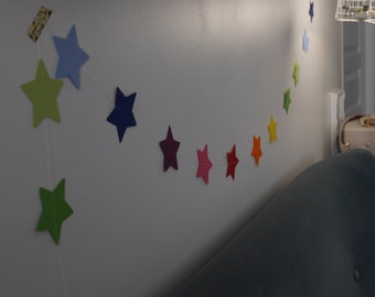 Multicolored star garland handmade from quality paper