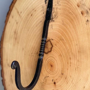 Hand Forged J-Hook Twisted Hook Cookware Hook Wall Mount Rustic Hook