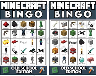 DIGITAL DOWNLOAD - Pixel Mining Game 32 Bingo Cards includes Calling Card and Chips