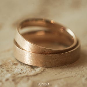 Anel básico em ouro 14K, aliança de casamento em ouro maciço
