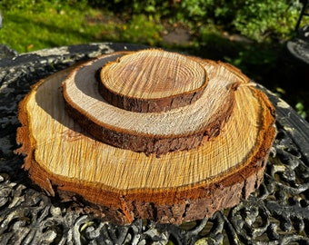 Log slice cake stand rustic wedding decoration natural centre pieces