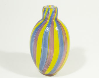 Striped handmade glass bud vase